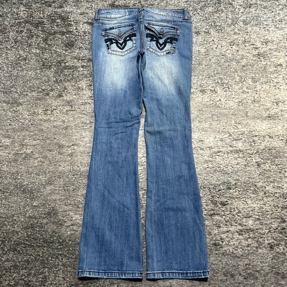 Indigo Rein Bootcut Jeans Womens 9 (30x31) Blue Embroidered Low Rise Western Y2K